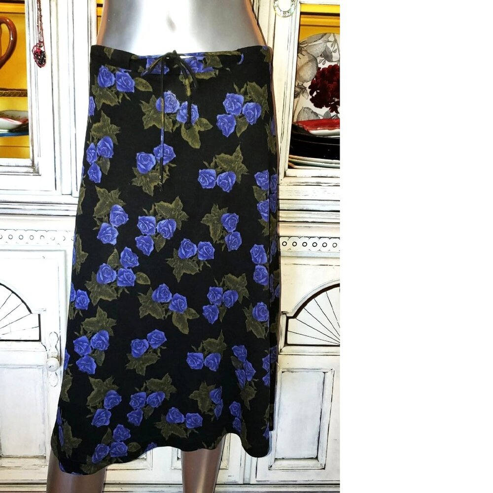 $SOLD$ Betsey Johnson Dress Skirt Vintage New York 90s Rose Floral Wool Angora M - Picture 2 of 8